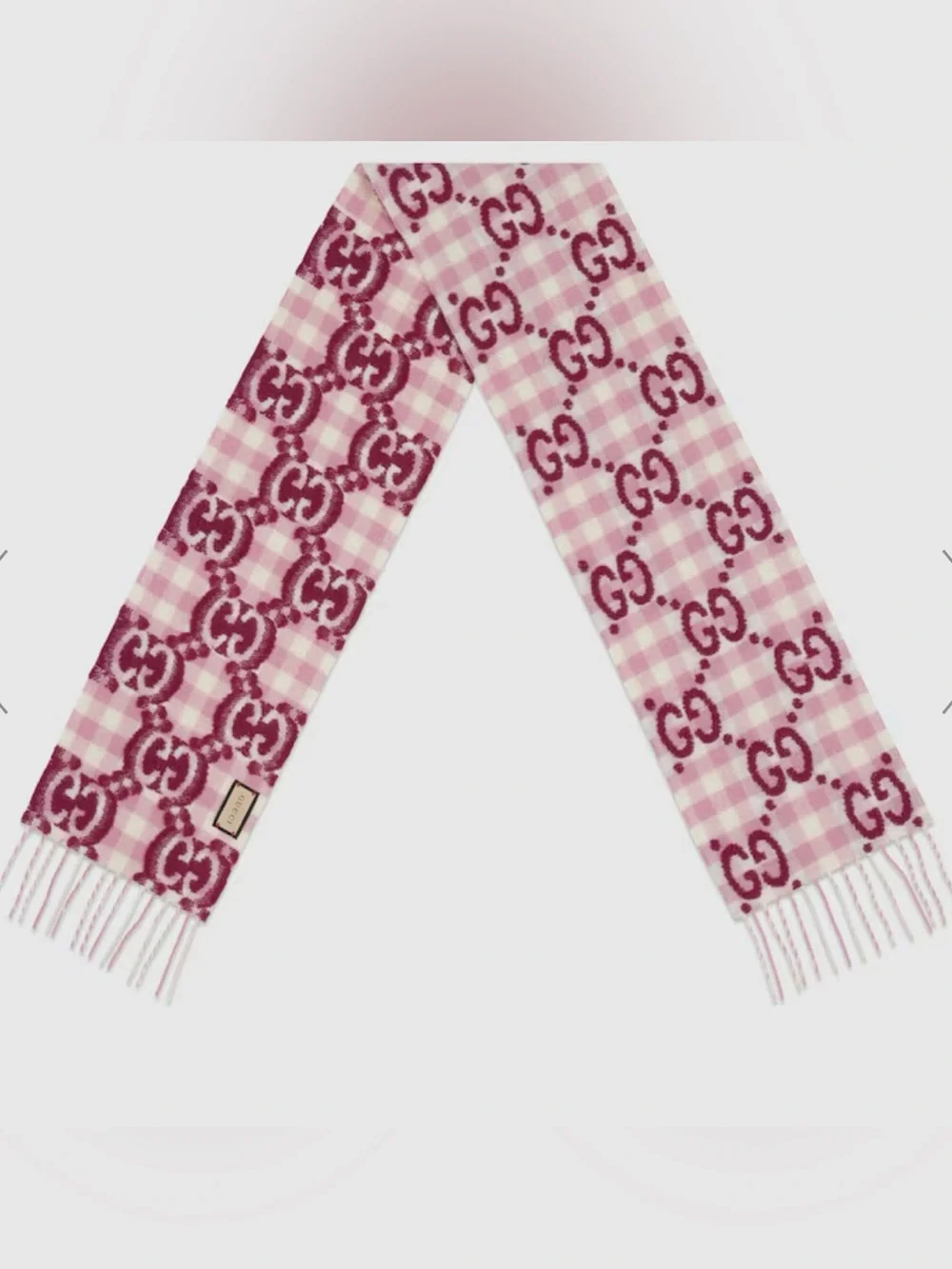 Brand new with box Gucci Pink Gingham GG Wool Scarf